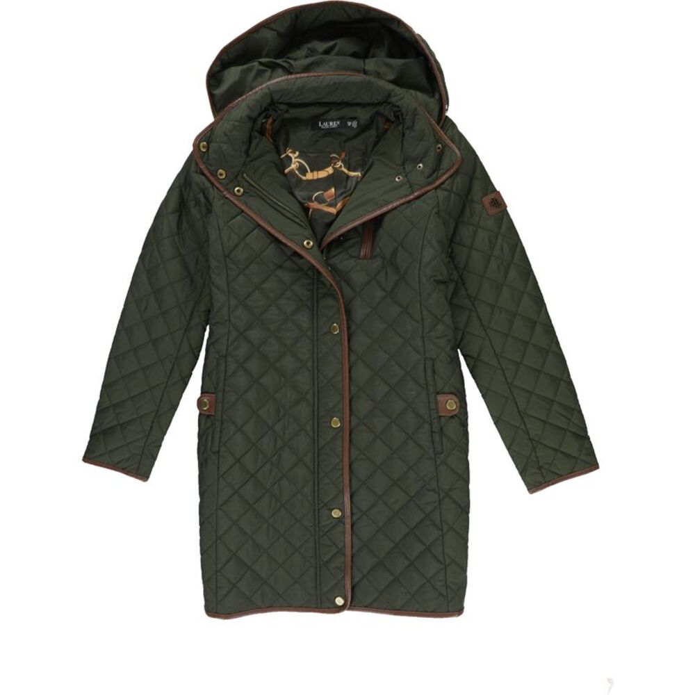 Ralph Lauren Womens Petite Leather Trim Quilted Jacket, NWT